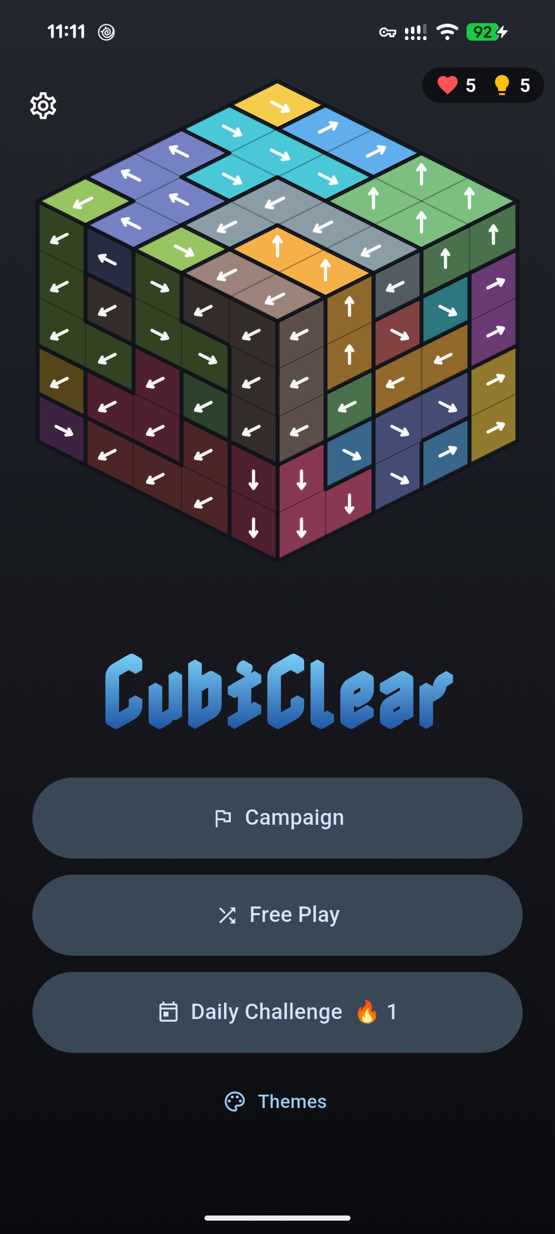 CubiClear title screen