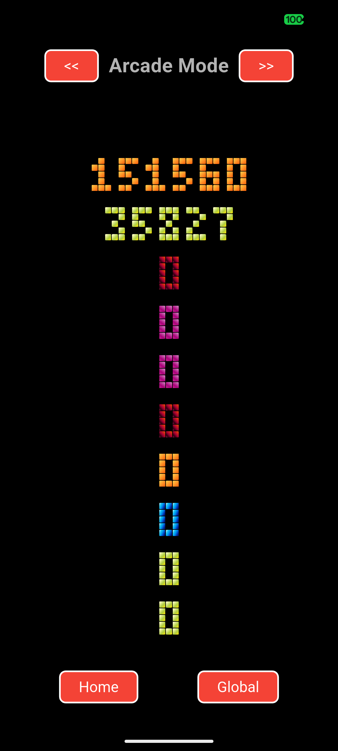Zerosion high scores screen