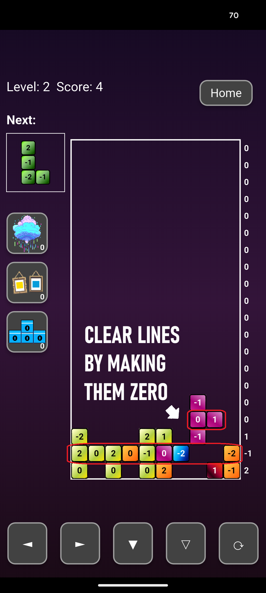 Zerosion line clear gameplay